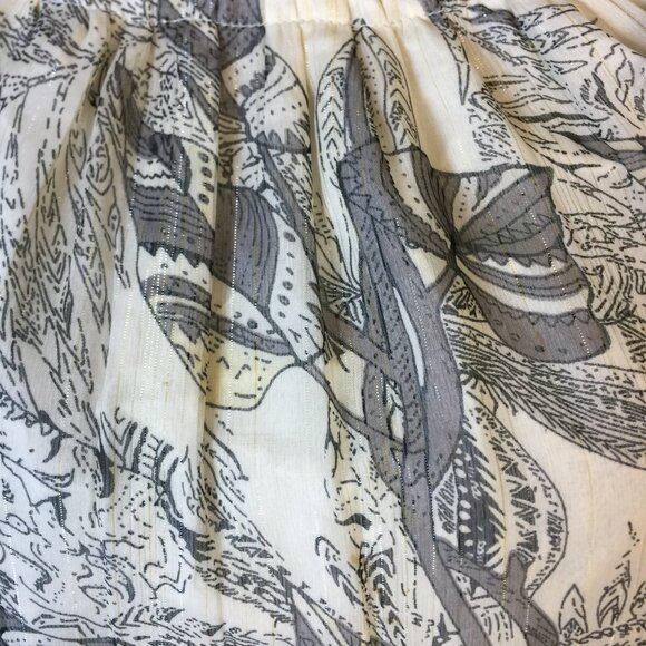 World Market Maxi Halter Dress S/M Womans Beige Metallic Crepe Tie Shoulder Boho - Picture 11 of 14